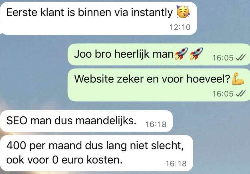 Yoran: opdracht van €400 per maand (€4.800 per jaar).
