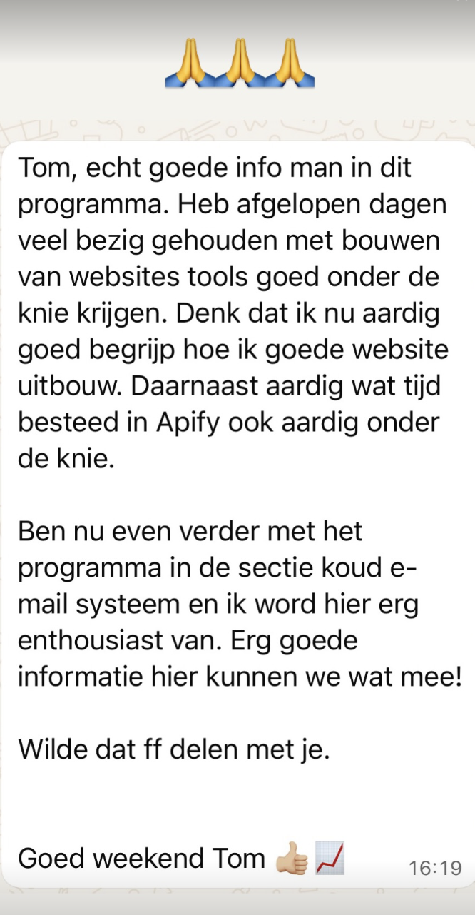 Een deelnemer over het traject.